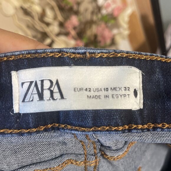 Zara Women's Blue High Waisted Medium Wash Stretch Skinny Denim Jeans Size 10 - Picture 8 of 8